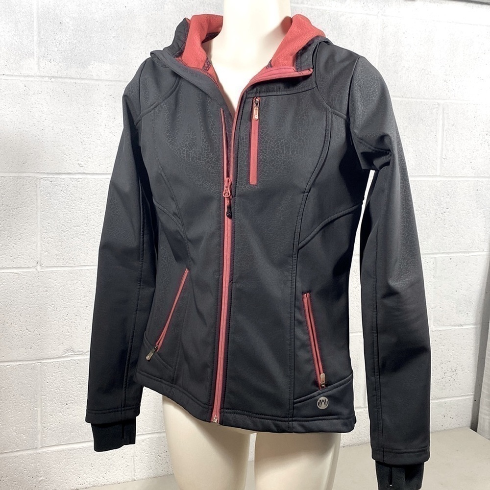 Mondetta light sporty jacket with hood 2 tone grey and pink - Picture 2 of 13